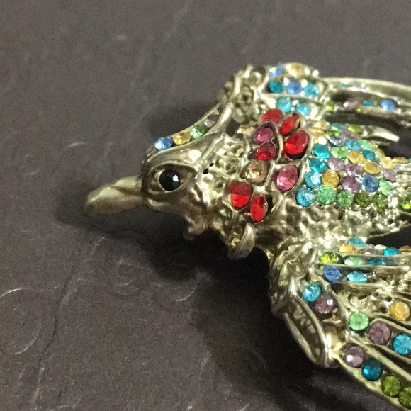🖤VTG💕Multicolor stone Phoenix 🐦‍🔥 brooch - Picture 4 of 12